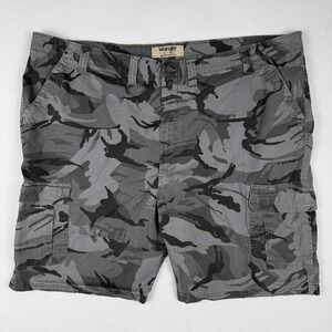 Wrangler Authentics Grey Camo Cargo Shorts Mens 52 Casual Stretch Camouflage